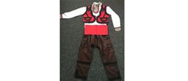Детска носия за момче - комплект кафяв панталон и червен елек / National costume for boy - brown and red